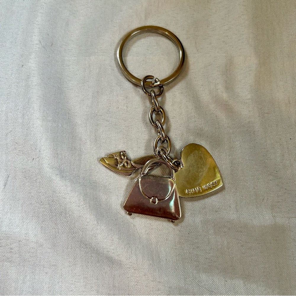 Nine West silver shoe, heart and purse key chain